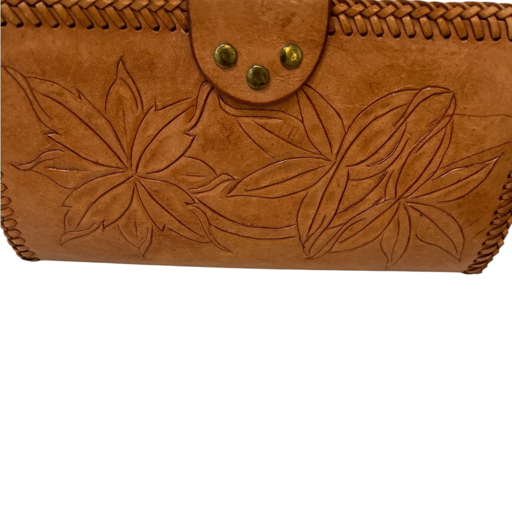 Artisan Hand Tooled Leather Wallet Floral Western Boho Clasp - Picture 6 of 11